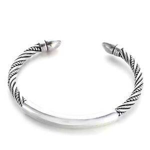 Unisex Twist Bar 925 Sterling Silver‎ Cuff Bracelet, Adjustable